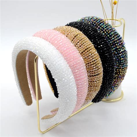 Full Crystal Luxury Hair Accessories Hairbands Sparkly Padded Rhinestones Headbands Headdress