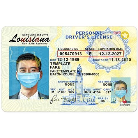 Free Louisiana Drivers License Template High Quality Fake Template