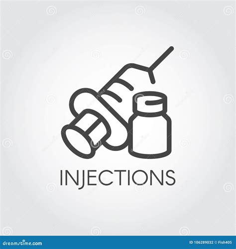 Injection Icon Contour Syringe Sign With Needle And Medication