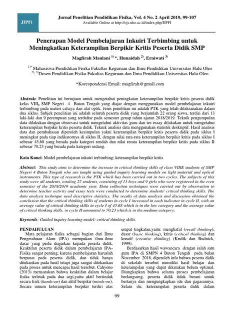 Penerapan Model Pembelajaran Inkuiri Terbimbing Un Pdf