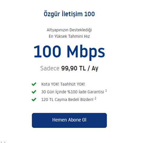 1 000 Mbpsye kadar Hızlı İnternet TurkNet GigaFiber 399 90 TL