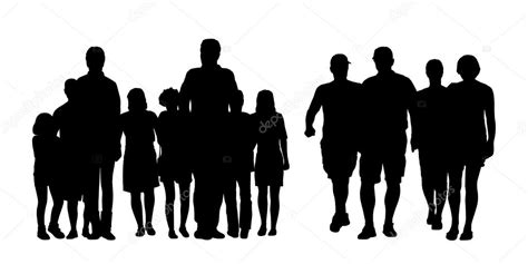 Groups Of People Walking Outdoor Silhouettes Set 1 Stock Photo By