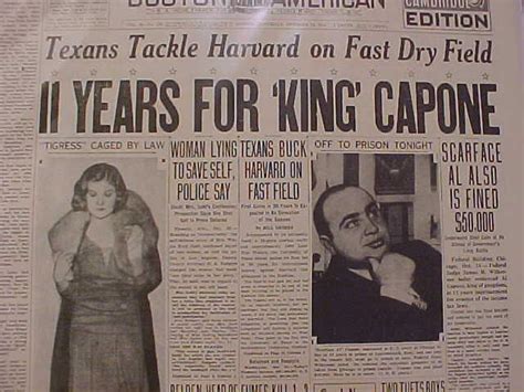 Vintage Newspaper Headline ~mob Gangster King Al Capone Scarface In