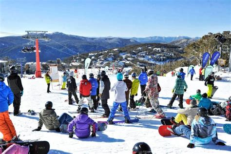 Snow Australia Snowboarders On The Mountain At Mount Buller Resort In
