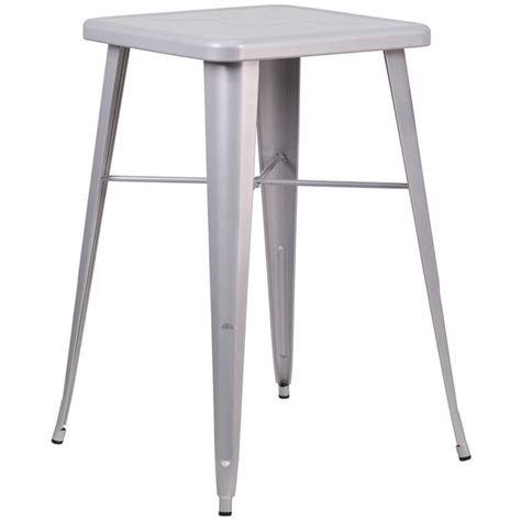 Flash Furniture 24 Round Silver Metal Indoor Outdoor Bar Height Table