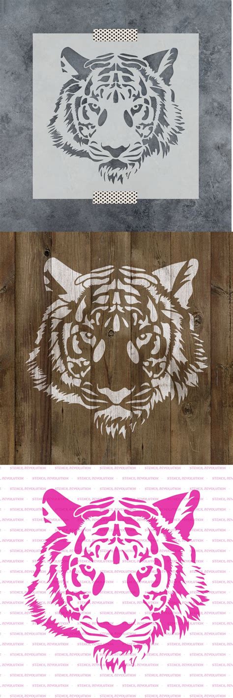 Tiger Head Stencil Durable And Reusable Mylar Stencils Ebay Tiger