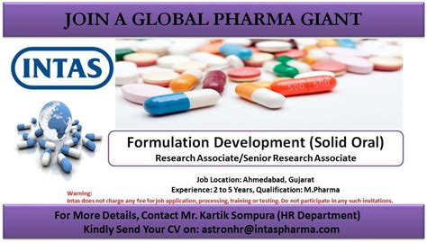 INTAS PHARMA - Multiple Openings in Development QA (R&D-QA