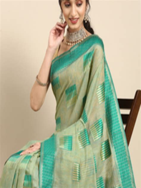 Buy Anouk Green And Gold Coloured Woven Design Pure Silk Banarasi Saree