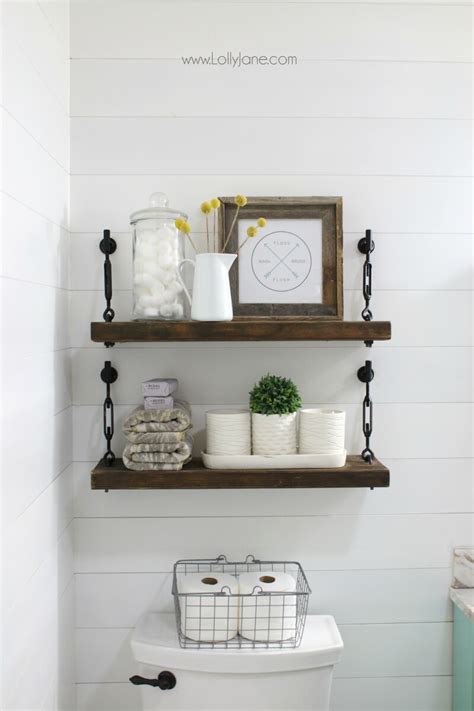 This adorable bathroom from raili_ca_design, seen on instagram, created three separate shelves from a single wall cutout. 26 Best Farmhouse Shelf Decor Ideas and Designs for 2020