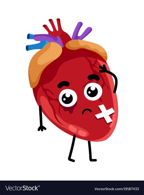 Human Sick Heart Cartoon Character Royalty Free Vector Image