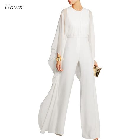 Women Jumpsuits Long Pants Romper Chiffon Ruffle Flare Long Sleeve