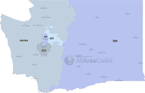 Washington Area Codes Map List And Phone Lookup