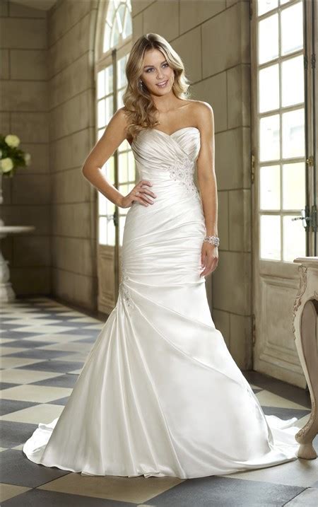 Trumpet Mermaid Sweetheart Ruched Satin Lace Beaded Corset Wedding Dress