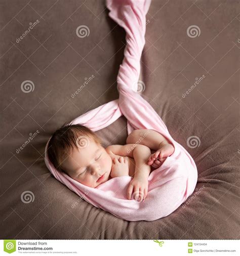 Cute Sleeping Newborn Baby Girl Stock Photo Image Of