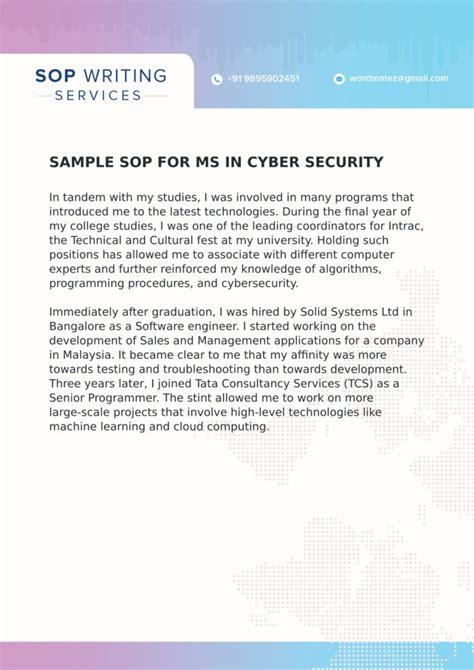 Sop For Ms In Cyber Security Examples Pdf 2022