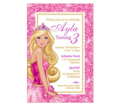 Barbie Birthday Invitation Printable Pdf By Diypartiesbyrenee