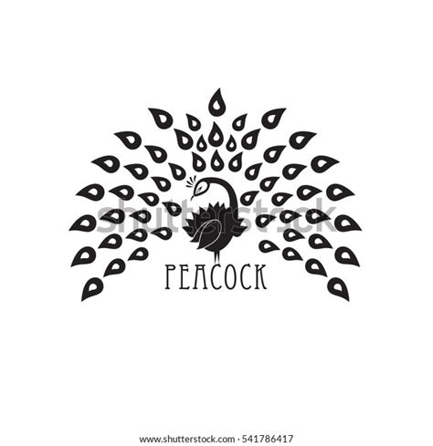 Ornamental Silhouette Peacock Template Icon Logo Stock Vector Royalty