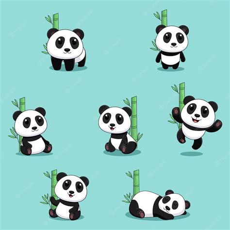 Premium Vector Cute Panda Cartoon Collection