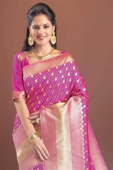 pink woven kanchipuram art silk saree with blouse bhelpuri 2306554