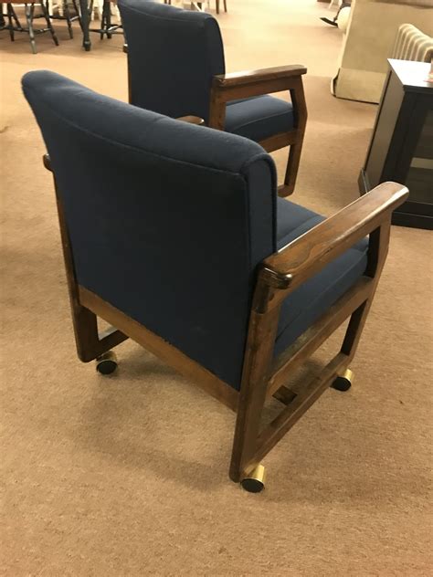 Casual rolling caster dining chair with swivel tilt in oak wood with bonded leather seat and back (1 chair) 4.6 out of 5 stars. PAIR ARM CHAIRS ON CASTERS | Delmarva Furniture Consignment