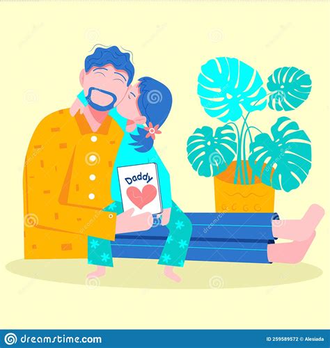 cartoon illustration of father with daughter for father s day stock vector illustration of