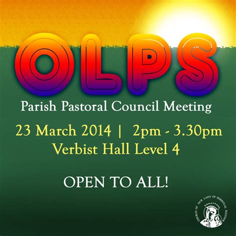 Olps Parish Pastoral Council Meeting Church Of Our Lady Of Perpetual
