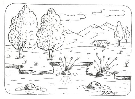 Paisaje natural para colorear - Imagui