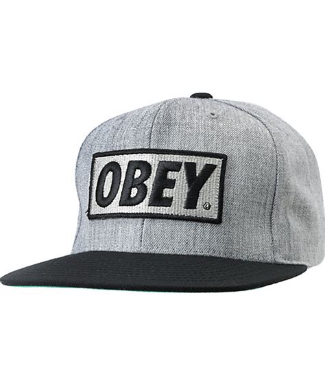 Obey Original Heather Grey Snapback Hat Zumiez