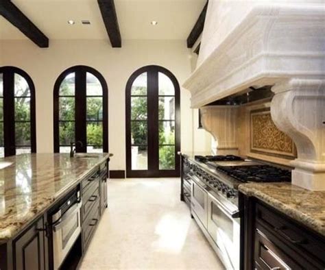 Kitchen Beams And Granite Countertops Mediterranean Style Home
