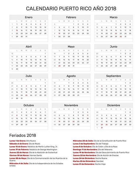 Calendario De Puerto Rico Año 2018 Feriados Di 2021