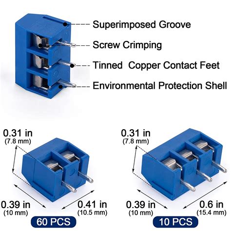 Buy Oiiki 70pcs 5mm 2 Pin And 3 Pin Pitch Mount Screw Terminal Block