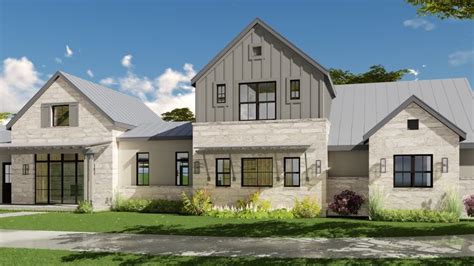 The most common building materials used are brick or stone with red, tan, or white being. partial 2 story, mixed limestone and hardiplank I Contemporary Farmhouse | Vanguard Studio | A ...