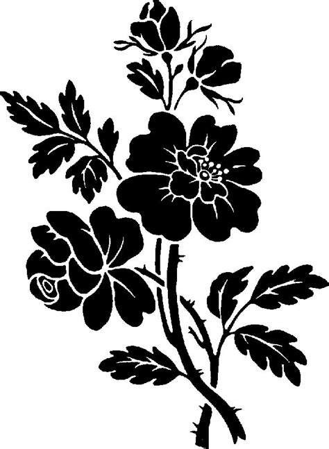 Black Flowers Silhouette Stencil Flower Silhouette