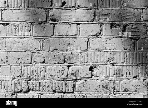 Old Painted Brick Wall Close Up Monochrome Abstract Background Stock