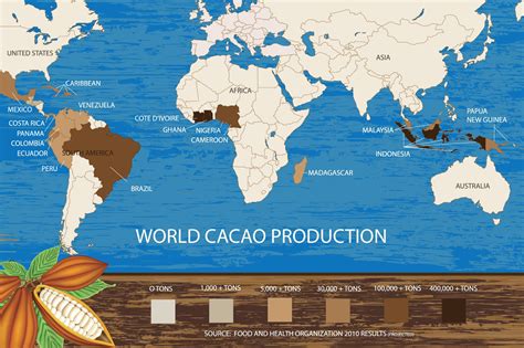 The Map Of Cocoa Bean Production In The World Decoratie Chocolade