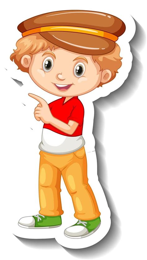 A Boy Wearing Hat Cartoon Character Sticker 2801743 Vector Art At Vecteezy