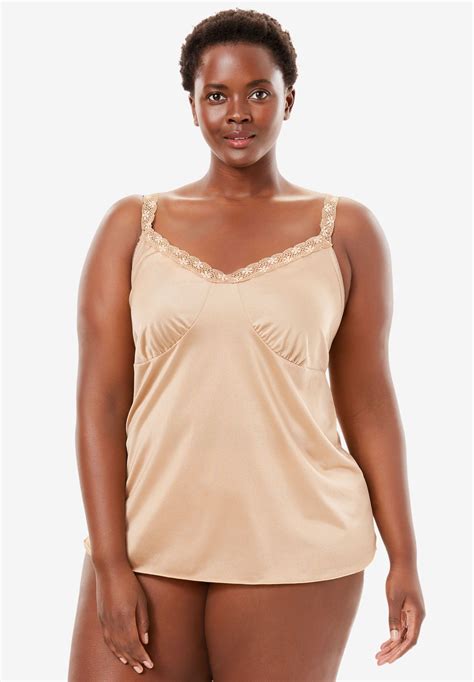 Lace Trim Camisole By Comfort Choice® Plus Size Slips And Camisoles