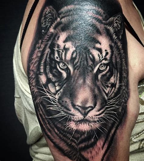 Realistic Tiger Black And Gray By Yarda Tattoonow