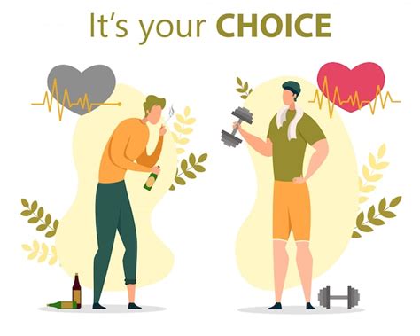 Healthy Or Unhealthy Lifestyle Choice Flat Premium Vector