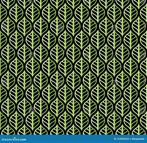 Classic Leaves Art Deco Seamless Pattern Geometric Leaf Stylish