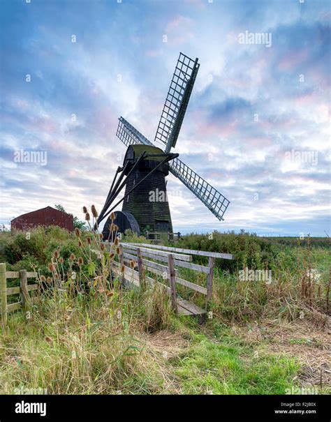 A Cloudy Sunset At Herringfleet Windmill On The Suffolk End Of The