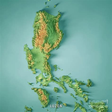 Luzon Island 3d Render Topographic Map Color Digital Art By Frank Ramspott Pixels