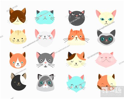 Collection Of Cats Illustrations Icons Avatars Stock Vector Vector