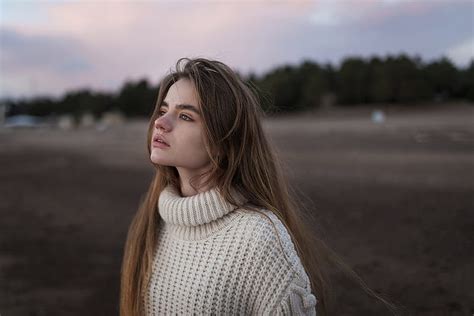 Pretty Woman In A Field Blonde Model Sweater Field Hd Wallpaper
