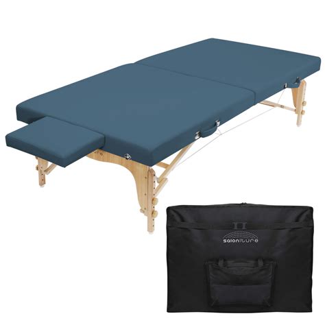 portable physical therapy massage table low to ground stretching treatment mat platform blue