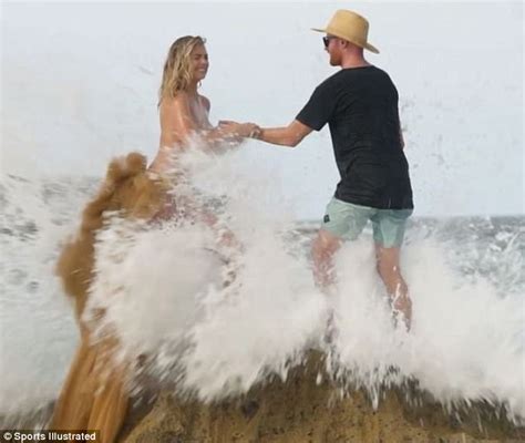 Kate Upton Swept Off Rock While Topless During Shoot Daily Mail Online
