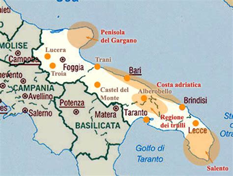 Cartine e mappe delle province della puglia. Cartina di Puglia