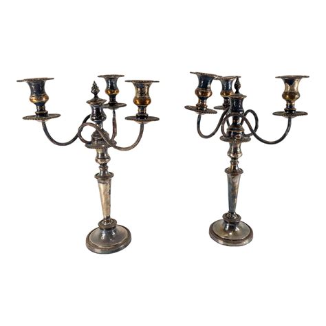 19th Century Pair Of English Bloody Sheffield Silver Plate Candelabra