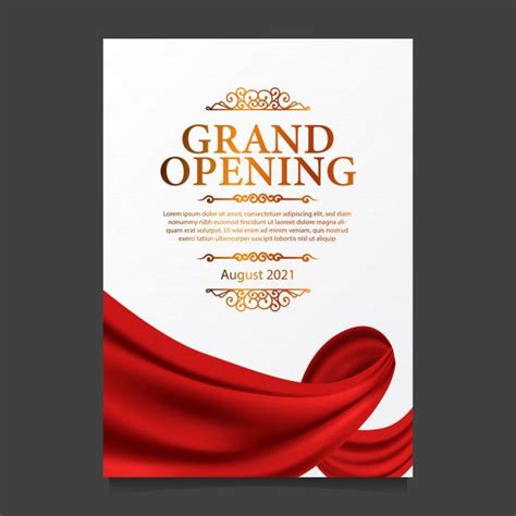grand opening card template  illustration  red curtain silk