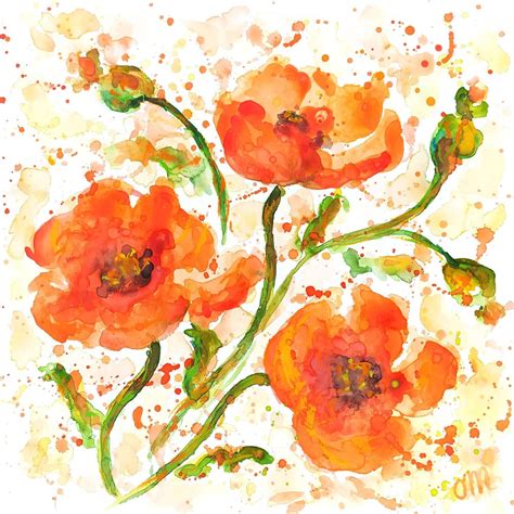 Abstract Orange Poppy Watercolor Digital Print California Etsy